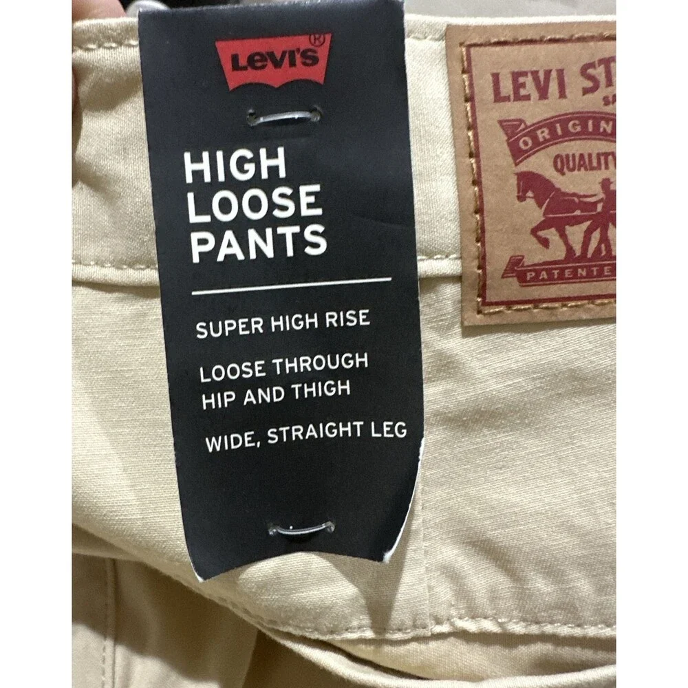 NEW Levi's Premium‎ Pleated High Loose Pants Beige Tan Women’s 31 X 32 Khaki $69